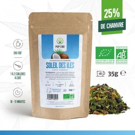 Infusion CBD bio 25 % coco manque soleil des îles 35G