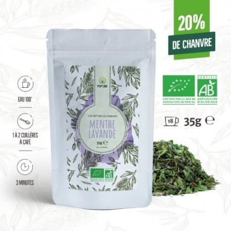 Thé CBD bio 20% goût menthe lavande 35G